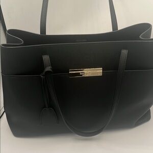 kate spade Black Leather Tote with Gold Hardware